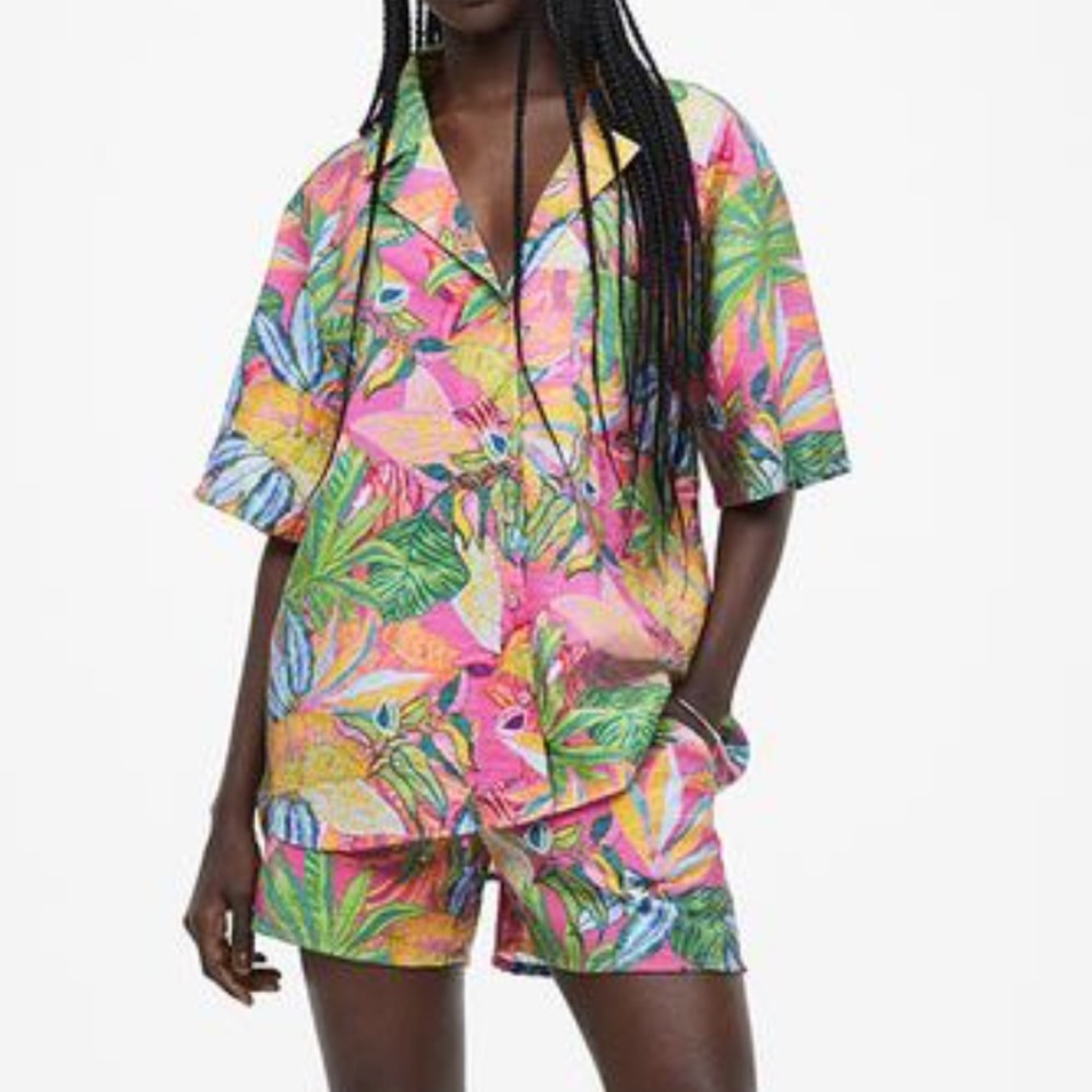 H&M palm print resort set